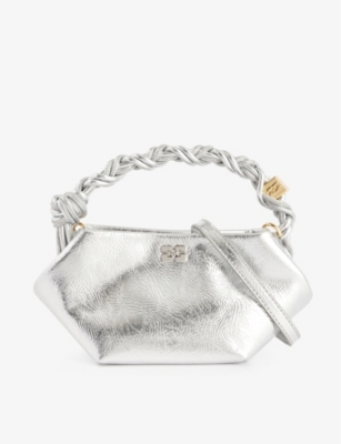Ganni Silver Bou Mini Leather-blend Top-handle Bag