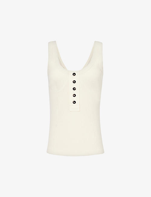 BOTTEGA VENETA: Scoop-neck sleeveless stretch-cotton top
