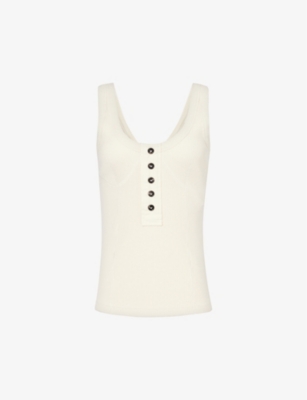 Bottega Veneta Ribbed Knit Cotton Tank Top In Sea Salt