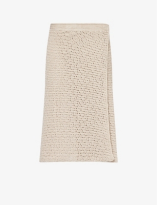 Bottega Veneta White Cotton Crochet Skirt In Bone Cloud