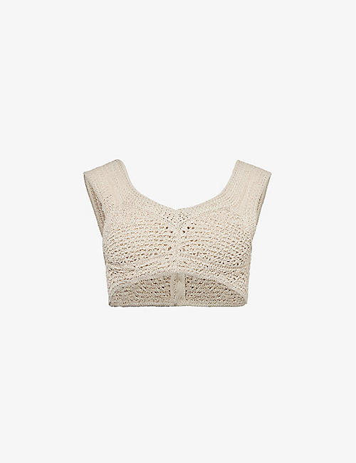 BOTTEGA VENETA: V-neck crochet-knit cotton bra