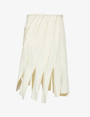 Shop Bottega Veneta Women's Pastry Diagonal-design Mid-rise Stretch-woven Midi Skirt