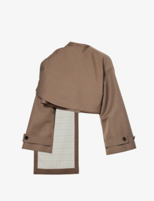 Shop Bottega Veneta Womens Milkweed Cape-panel Boxy-fit Wool Jacket