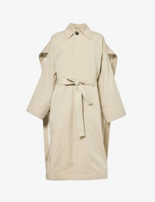Bottega Veneta Womens Rock Spread-collar Relaxed-fit Cotton And Silk-blend Cape In Rock