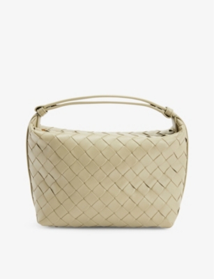 Bottega Veneta Womens Travertine-gold Intrecciato-woven Leather Top-handle Bag In Neutral