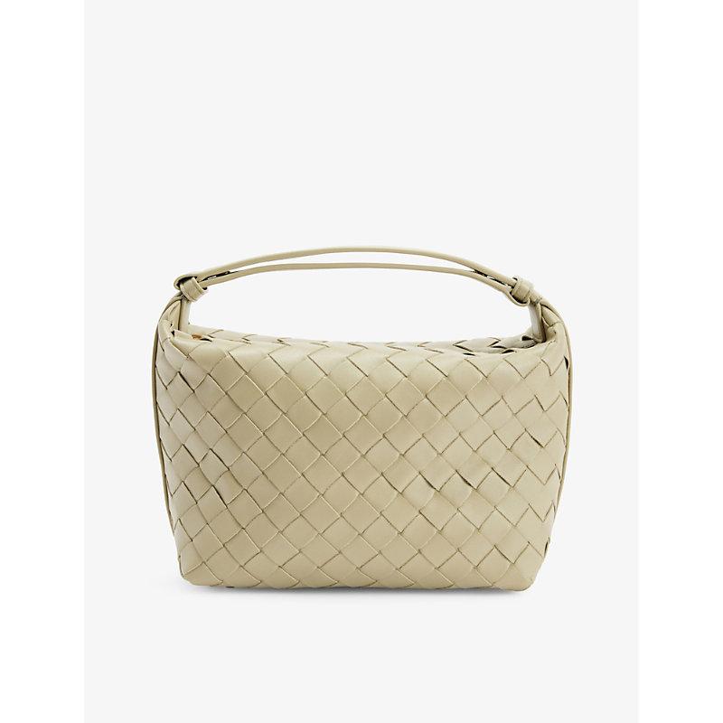 Bottega Veneta Womens Travertine-gold Intrecciato-woven Leather Top-handle Bag In Neutral