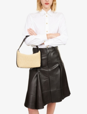 Bottega Veneta Womens Natural Fondant Gold Wallace Pouch Crochet And Leather Top-handle Bag