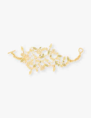 ZIMMERMANN: Bloom crystal-embellished 12ct yellow gold plated-brass cuff