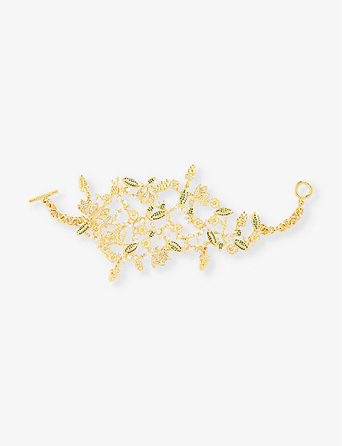 ZIMMERMANN: Bloom crystal-embellished 12ct yellow gold plated-brass cuff