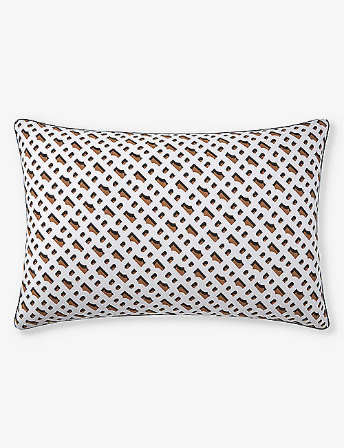 BOSS: Monogram-pattern cotton pillowcase 50cm x 75cm