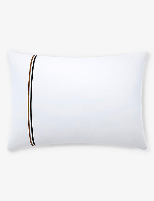 BOSS: Blinea stripe-print cotton pillowcase 50cm x 75cm