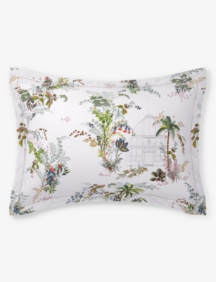 YVES DELORME: Jardins floral-print organic cotton Oxford pillowcase 50cm x 75cm