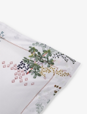 Shop Yves Delorme Multicoloured Jardins Floral-print Organic Cotton Oxford Pillowcase 65cm X 65cm