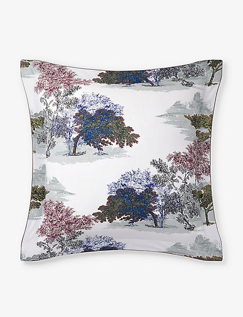 YVES DELORME: Parc floral-print organic-cotton Oxford pillowcase 65cm x 65cm
