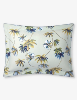 Yves Delorme Multicoloured Tropical Floral-print Organic-cotton Oxford Pillowcase 50cm X 75cm