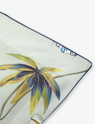 Shop Yves Delorme Multicoloured Tropical Floral-print Organic-cotton Oxford Pillowcase 65cm X 65cm
