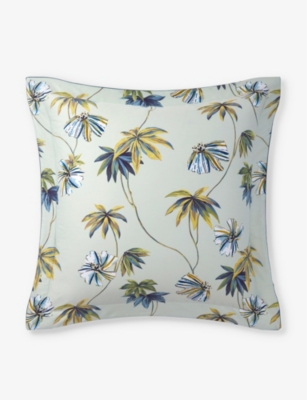 Shop Yves Delorme Multicoloured Tropical Floral-print Organic-cotton Oxford Pillowcase 65cm X 65cm