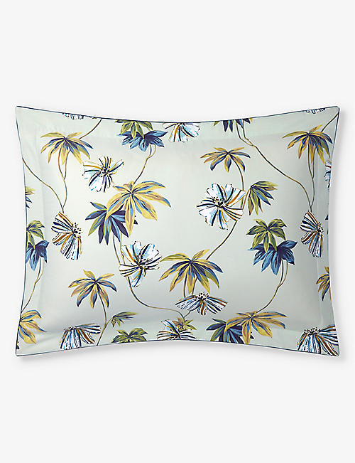 YVES DELORME: Tropical floral-print organic-cotton Oxford pillowcase 50cm x 90cm
