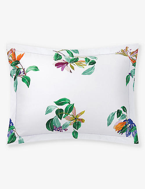YVES DELORME: Parfum floral-print organic-cotton Oxford pillowcase 50cm x 75cm