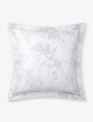 Shop Yves Delorme Multicoloured Parfum Floral-print Organic-cotton Oxford Pillowcase 65cm X 65cm