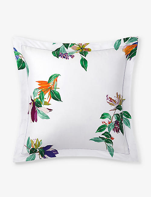 YVES DELORME: Parfum floral-print organic-cotton Oxford pillowcase 65cm x 65cm