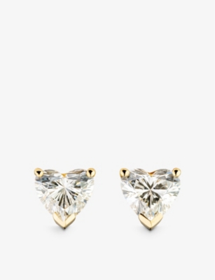 The Diamond Lab Womens Yellow Gold Timeless 18ct Yellow-gold And 2.31ct Heart-cut Diamond Earrings