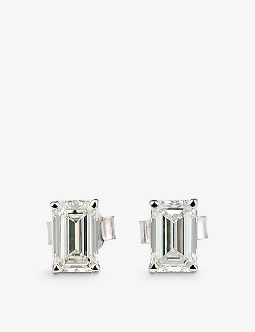 THE DIAMOND LAB: Timeless 18ct white-gold and 1.70ct emerald-cut diamond earrings