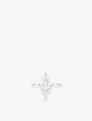 The Diamond Lab Womens White Gold Hidden Halo 18ct White-gold And 3.03ct Marquise-cut Diamond Ring