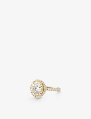 Shop The Diamond Lab Womens Yellow Gold Halo 18ct Yellow-gold And 3.14ct Brilliant-cut Diamond Ring