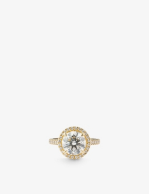 THE DIAMOND LAB: Halo 18ct yellow-gold and 3.14ct brilliant-cut diamond ring