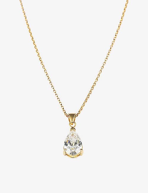 THE DIAMOND LAB: 18ct yellow-gold and 2.08ct pear-cut diamond pendant necklace