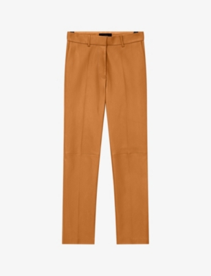 Coleman leather straight pants in green - Joseph