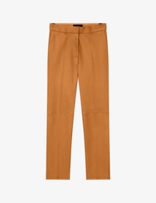 Shop Joseph Women's Clay Coleman Straight-leg High-rise Leather Trousers