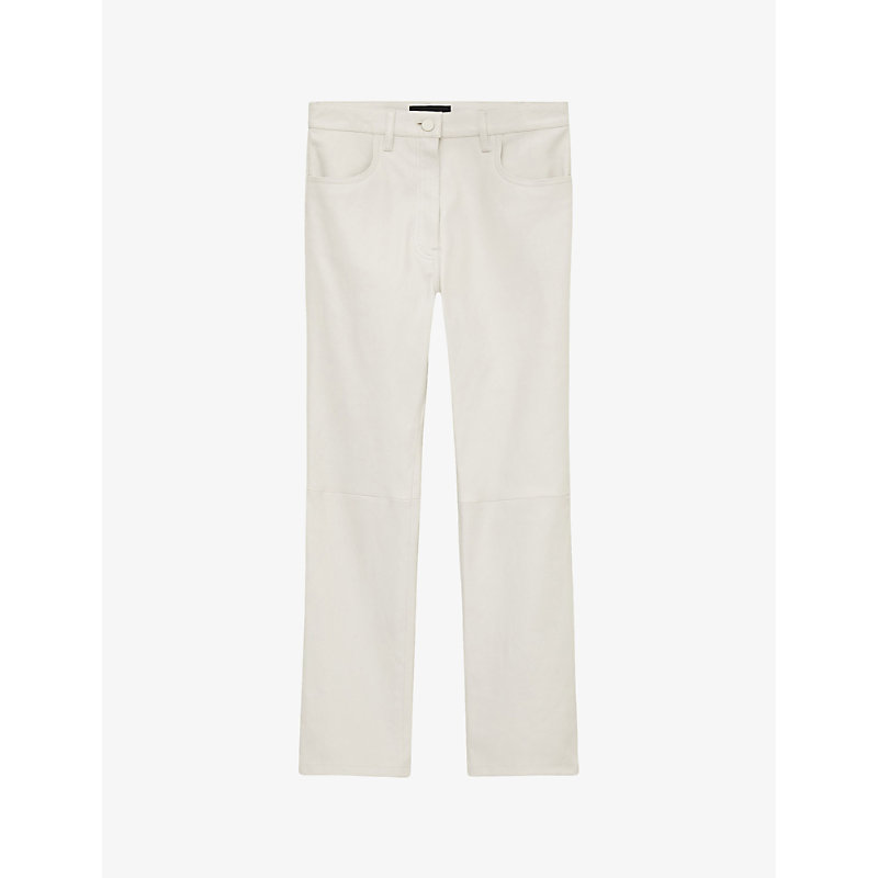 Joseph Leather Stretch Duke Trousers In Oyster White