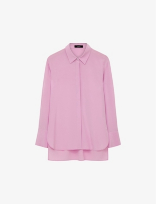 Joseph Womens Begonia Pink Bold Relaxed-fit Silk Shirt