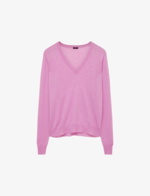 Joseph Womens Begonia Pink Cashair V-neck Cashmere Jumper