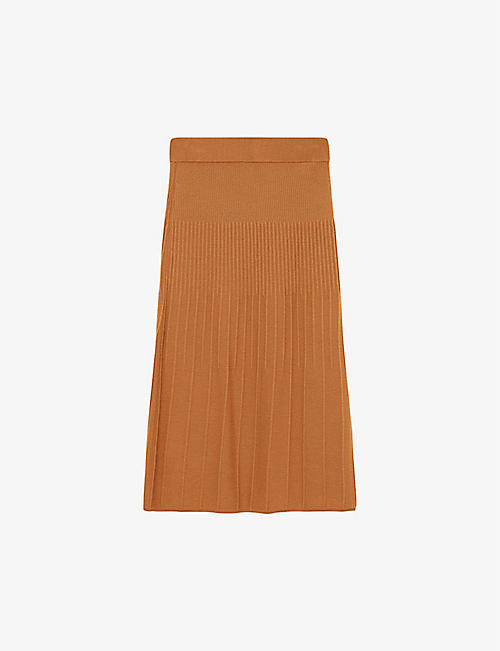 JOSEPH: Ribbed elasticated-waistband wool skirt