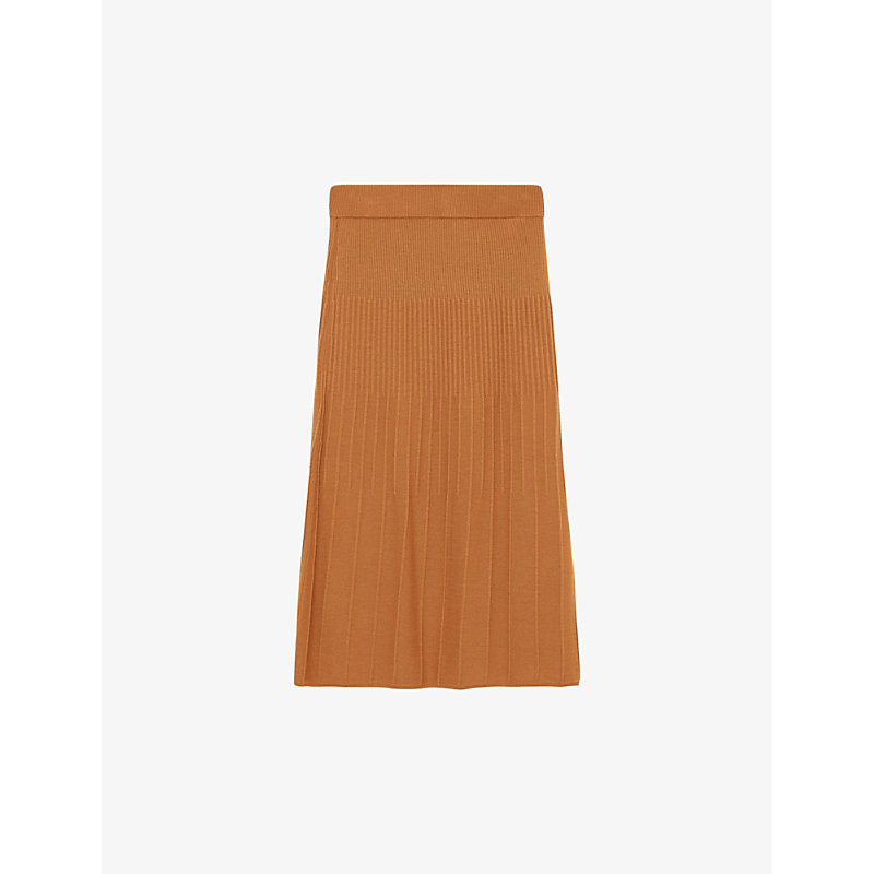 Shop Joseph Ribbed Elasticated-waistband Wool In Clay