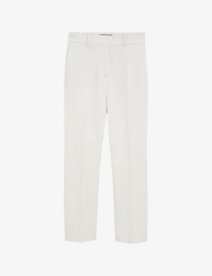 Shop Joseph Women's Oyster White Coleman Slip-pocket Straight-leg Regular-fit Stretch-woven Trousers