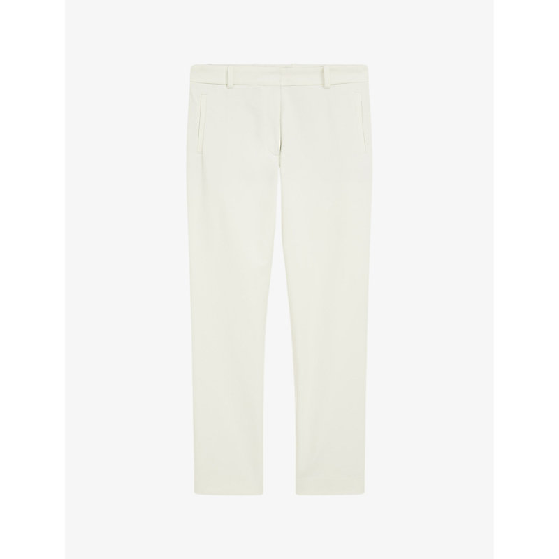 Shop Joseph New Eliston Tapered Stretch-gabardine Trousers In Oyster White