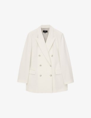 Joseph Womens Oyster White Chapone Double-breasted Stretch-woven Jacket In Oyster White