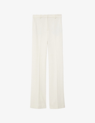 Joseph Womens Oyster White Tafira Flared-leg Mid-rise Stretch-woven Trousers