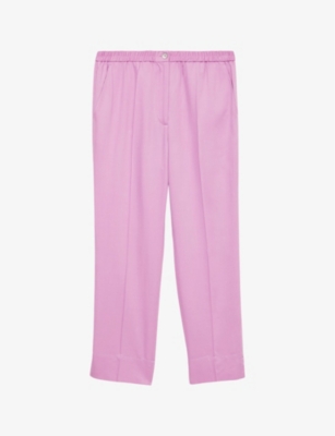 Shop Joseph Women's Begonia Pink Elasticated-waist Straight-leg Mid-rise Woven Trousers