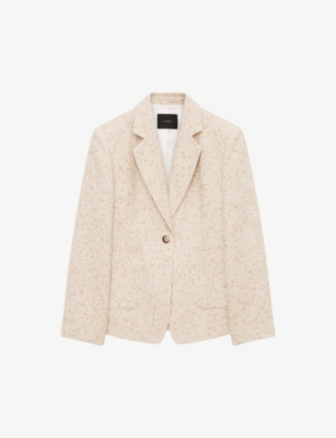 Joseph Glenview Tweed-texture Woven Jacket In Ivory/clay