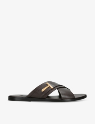 TOM FORD: Preston brand-badge leather sandals