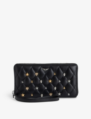 Zadig & Voltaire Zadig&voltaire Womens Noir Compagnon Charm-embellished Quilted-leather Wallet