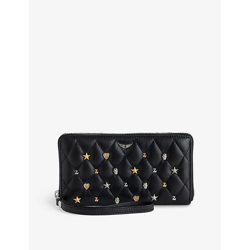 Zadig & Voltaire Zadig&voltaire Womens Noir Compagnon Charm-embellished Quilted-leather Wallet