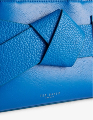 Shop Ted Baker Women's Brt-blue Jimisie Knot-embellished Faux-leather Hand Bag