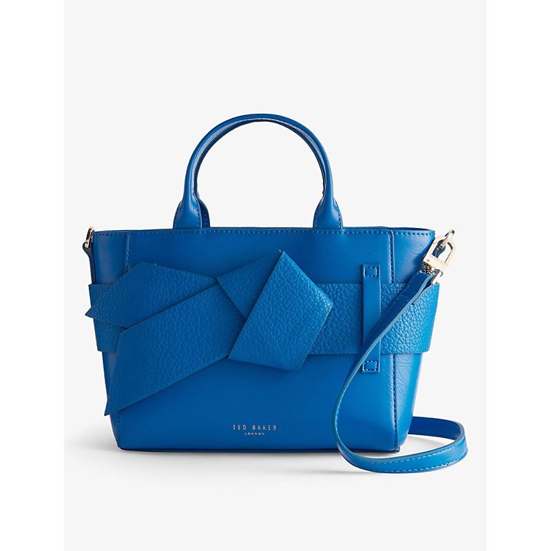 Ted Baker Womens Brt-blue Jimisie Knot-embellished Faux-leather Hand Bag