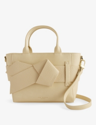 Shop Ted Baker Women's Ivory Jimisie Knot-embellished Faux-leather Hand Bag